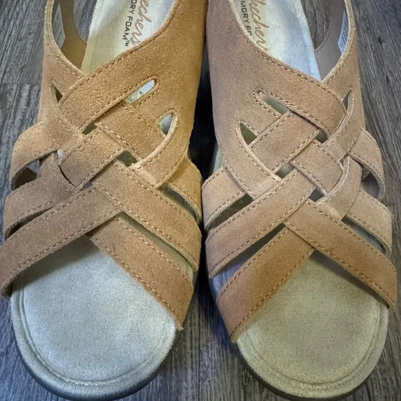 Women's Sketchers Chestnut Parallel Love Song Wedge Sandals Size 10 Like New - Picture 4 of 10